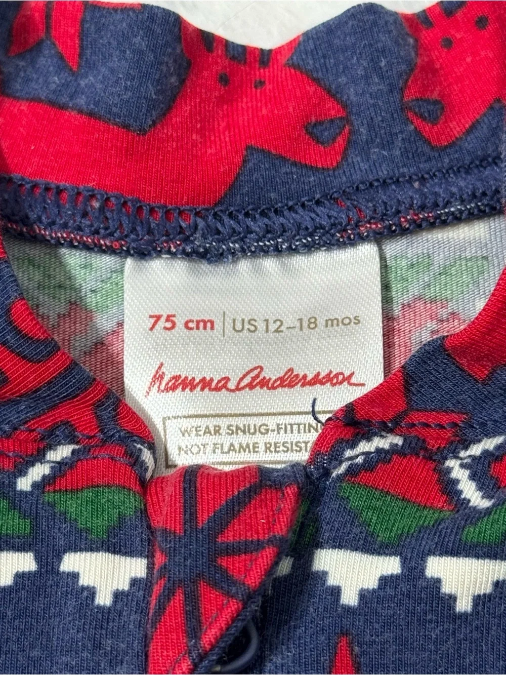 Hanna Andersson Dear Deer Zip Footless Sleeper 12-18M Baby TENCEL Navy